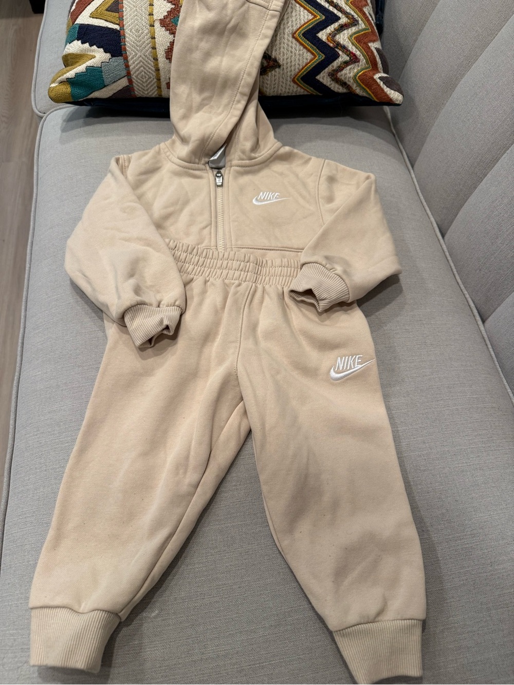 Nike Kids Beige Hooded Two Piece Sweatsuit